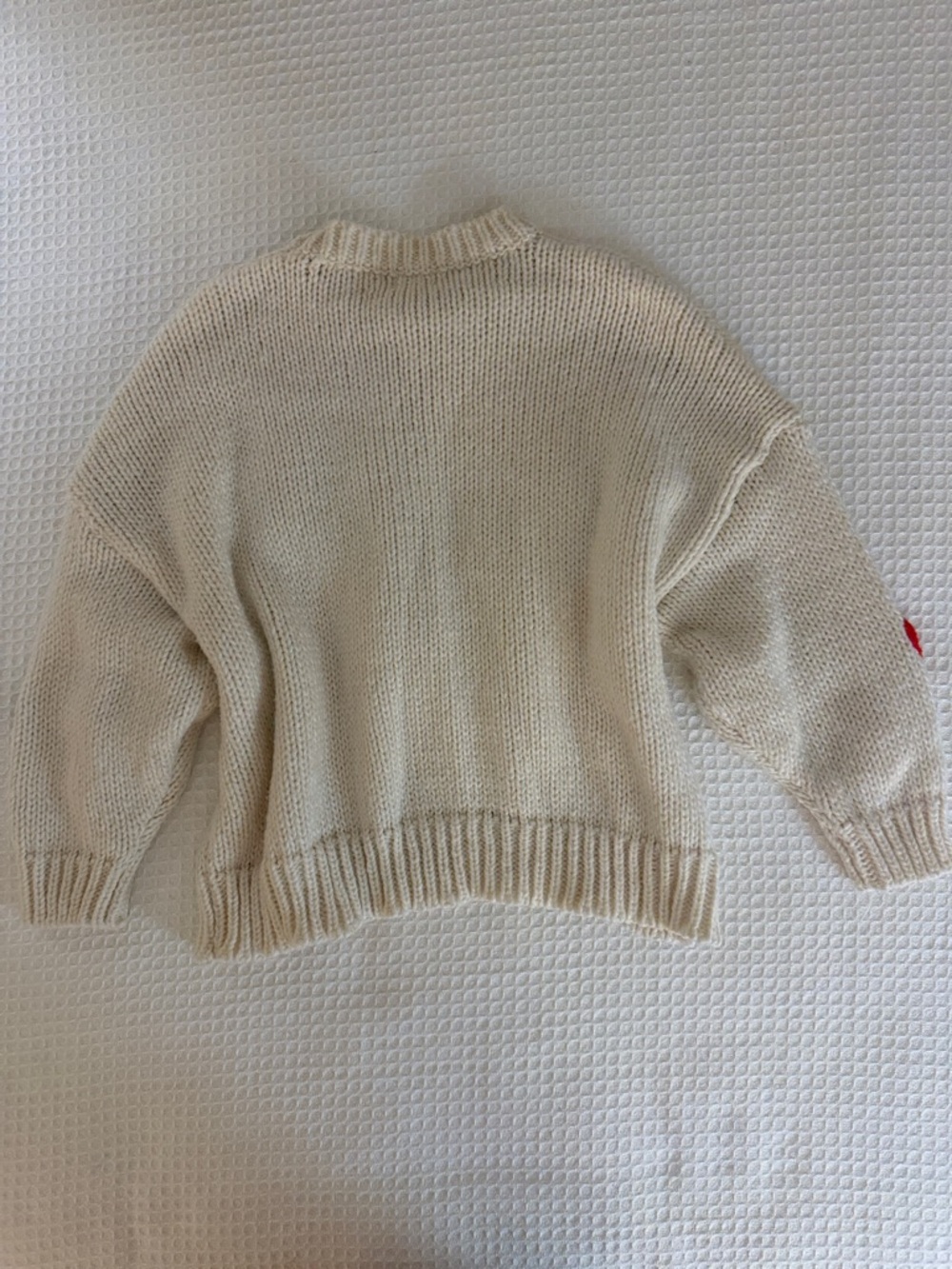 BiBi Cream Crewneck Boho Sweater with Multicolor Floral Appliqués Medium - Picture 9 of 11